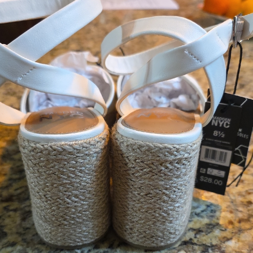 Madden White Women's Wedge Sandals - Picture 2 of 5